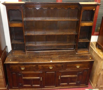 Lot 1409 - An antique joined oak provincial dresser, the...