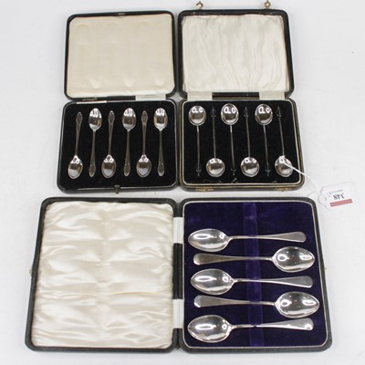 Lot 348 - A set of George V silver coffee bean spoons,...