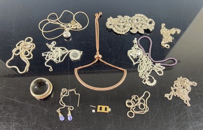 Lot 436 - Assorted silver, white metal and paste set...