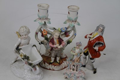 Lot 563 - A Sitzendorf porcelain figural table...