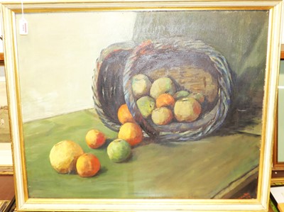 Lot 1001 - Contemporary school - Still life with fruit in...