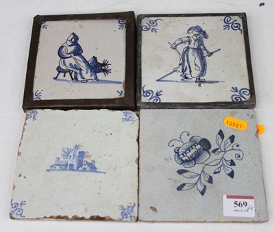 Lot 569 - Four 18th century and later blue & white Delft...