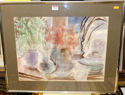 Lot 1002 - Peter Campbell - Still life, watercolour wash,...