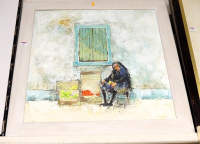 Lot 1007 - Eric Appleton - The fruit-seller, mixed media...