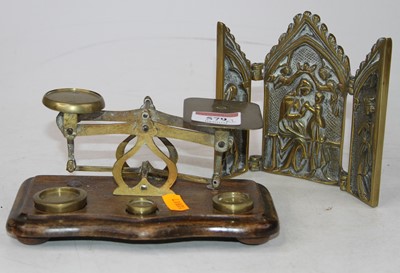 Lot 579 - A set of early 20th century brass postal...