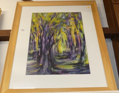 Lot 1013 - Betsy Smith - Through the trees, watercolour,...