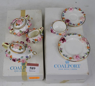 Lot 589 - A Coalport miniature floral encrusted bachelor'...