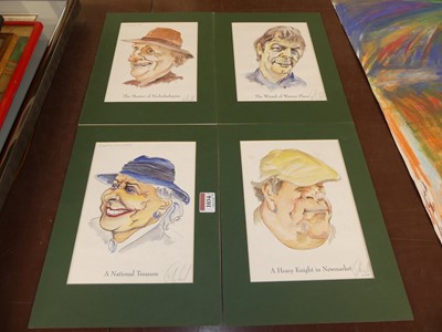 Lot 1034 - A set of four satirical ink and watercolour...