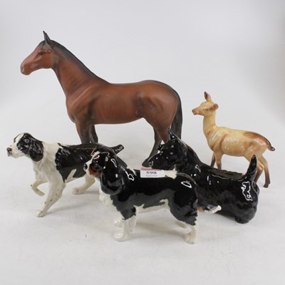 Lot 598 - A collection of five Beswick animal figures to...