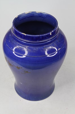 Lot 599 - A 20th century blue glazed vase of baluster...