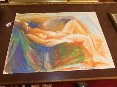 Lot 1038 - Laurence (contemporary) - Reclining nude,...