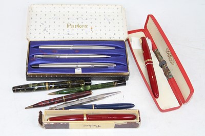 Lot 455 - A collection of fountain pens and pencils to...