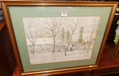 Lot 1065 - A Briscoe - Winter garden scene, watercolour...