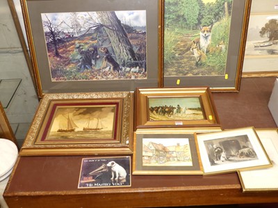 Lot 1085 - Two reproduction oleographs, assorted prints etc