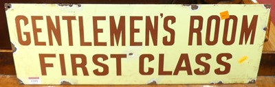 Lot 1101 - An enamel notice sign 'Gentleman's Room First...