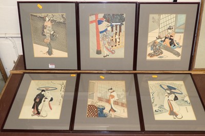 Lot 1105 - After Harunobu - a set of six Japanese...