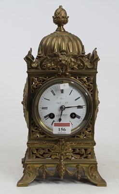 Lot 156 - A late Victorian brass cased mantel clock by...