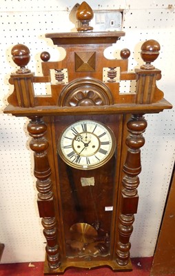 Lot 1195 - A circa 1900 walnut Vienna wall clock by...