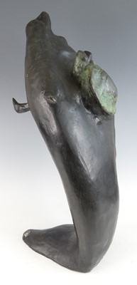 Lot 668 - A large bronze model of a leaping fish with...