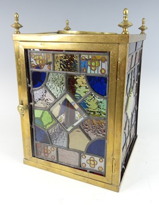 Lot 628 - An Arts & Crafts lacquered brass and coloured...