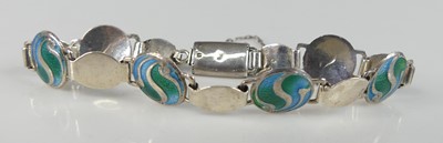 Lot 592 - An Art Nouveau silver and enamel bracelet by...