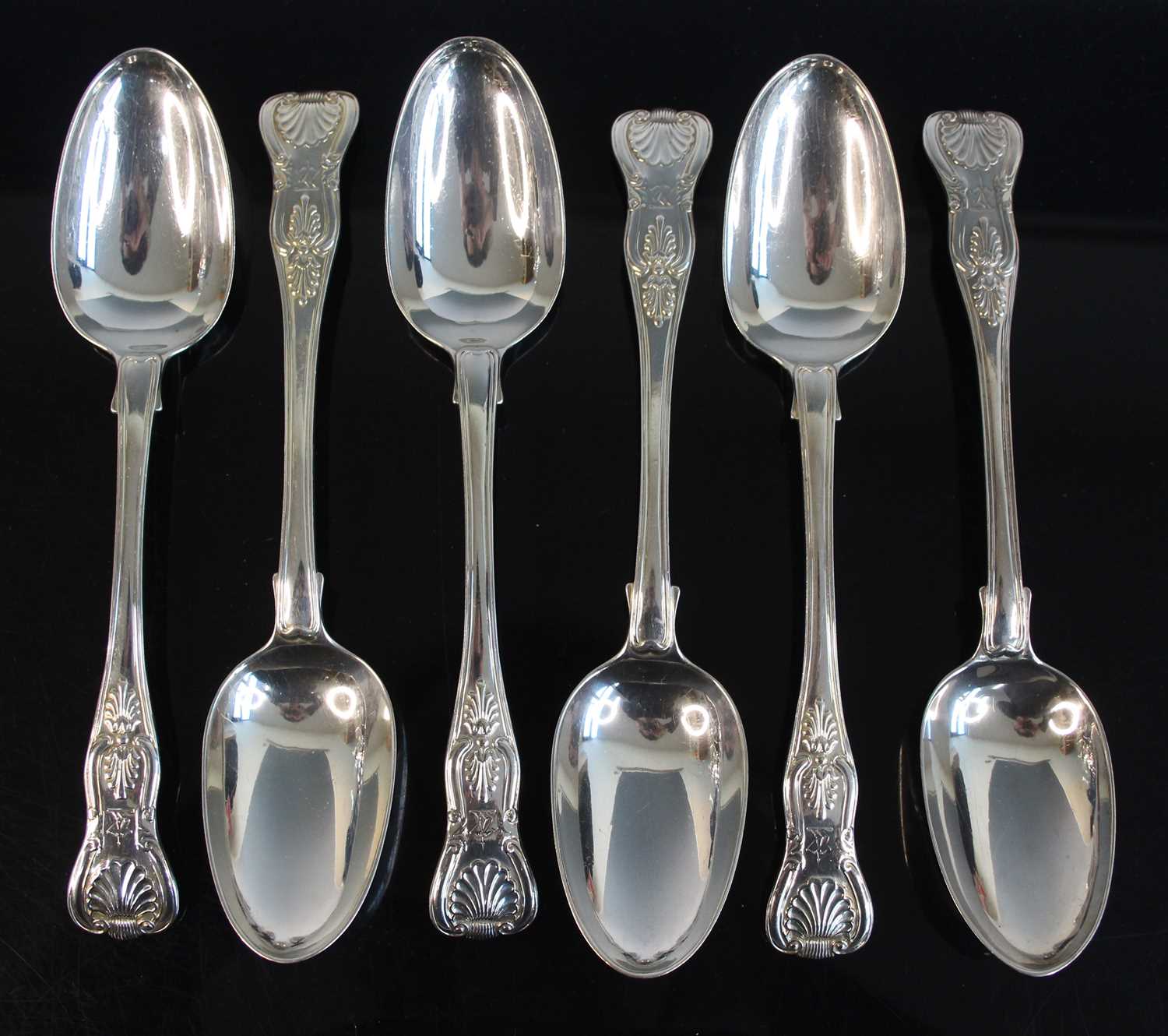 Lot 2082 - A set of six William IV silver tablespoons, in...