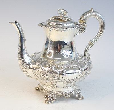 Lot 2098 - A Victorian silver teapot, of squat baluster...