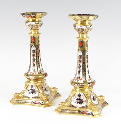 Lot 2033 - A pair of Royal Crown Derby table candlesticks,...