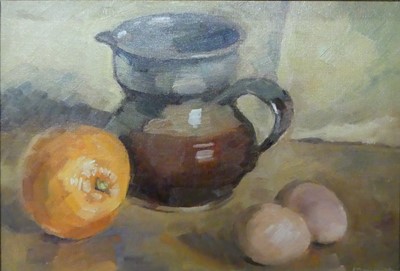 Lot 732 - Jane Bennett (b.1960) - Still life orange with...