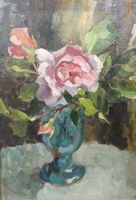 Lot 734 - Jane Bennett (b.1960) - Still life pink roses...