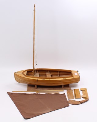 Lot 154 - Wooden model of a Open Dinghy with Lug Sail,...