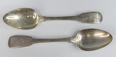 Lot 2076 - Two George IV Irish silver tablespoons, in the...