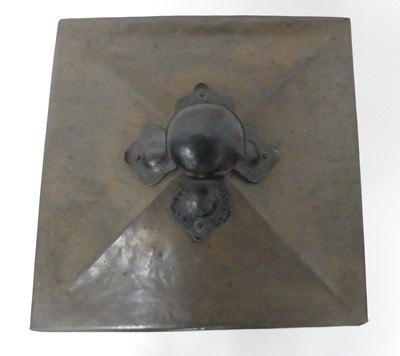 Lot 635 - An Art Nouveau copper coal purdonium and cover,...