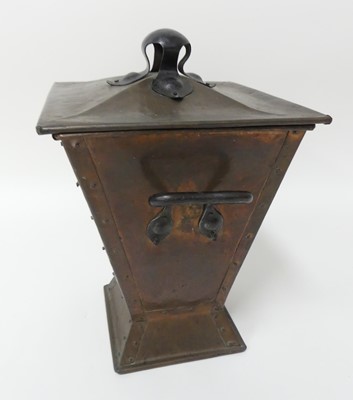 Lot 635 - An Art Nouveau copper coal purdonium and cover,...