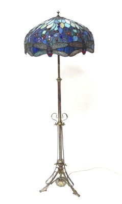 Lot 767 - An Art Nouveau silvered brass three-branch...