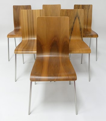 Lot 831 - A set of six contemporary bent ply and walnut...