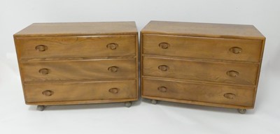 Lot 793 - A pair of 1960s Ercol blond elm Windsor 412...