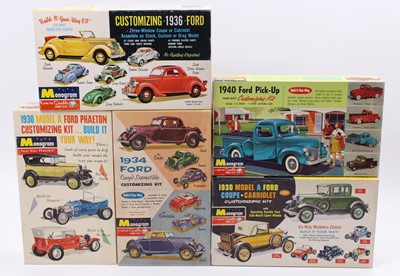 Lot 656 - Monogram 1/24th scale boxed model kit group, 5...