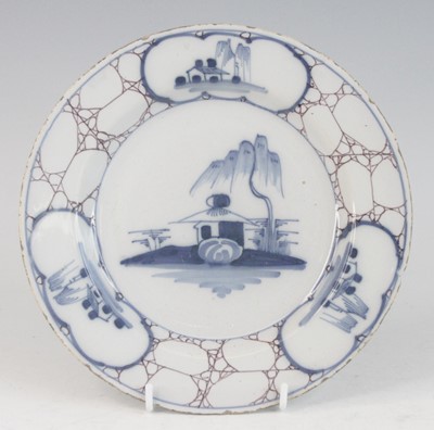 Lot 2027 - A Bristol Delftware plate, Temple Back, circa...