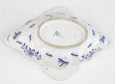 Lot 2029 - A Delft blue and white twin handled sauceboat,...