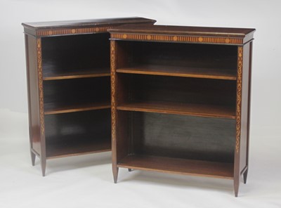 Lot 2471 - A pair of Edwardian mahogany and inlaid...