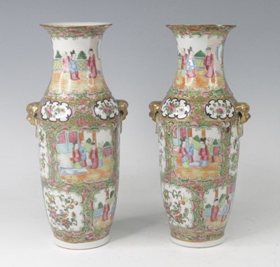 Lot 2369 - A pair of Chinese Canton porcelain vases, 19th...