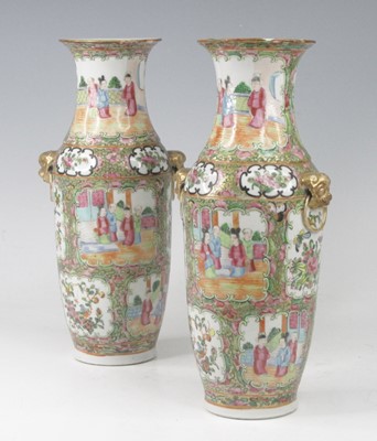 Lot 2369 - A pair of Chinese Canton porcelain vases, 19th...