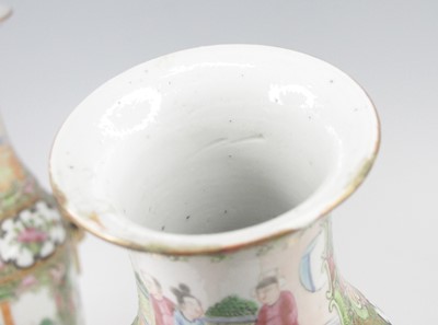 Lot 2369 - A pair of Chinese Canton porcelain vases, 19th...