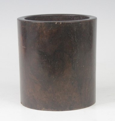 Lot 2373 - A Chinese hardwood brush pot, of plain...