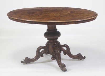 Lot 2526 - A Victorian figured walnut pedestal loo table,...