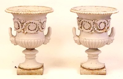 Lot 2541 - A pair of Victorian cast iron and white...