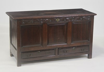 Lot 2493 - A circa 1700 oak mule chest, having a...