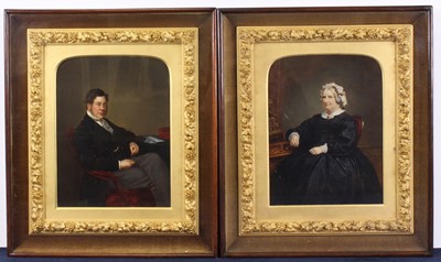 Lot 2407 - A pair of late Victorian overpainted portrait...