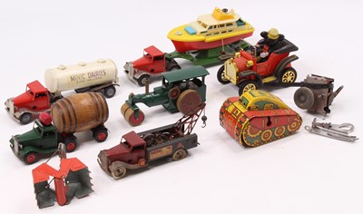 Lot 1744 - Collection of various tinplate vehicles and...